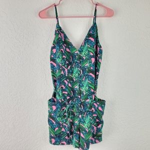 TOPSHOP Tropical Floral Palm Print Romper 6